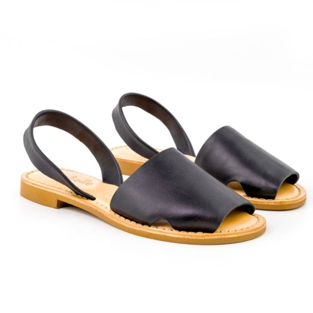 Black Leather Women Sandals